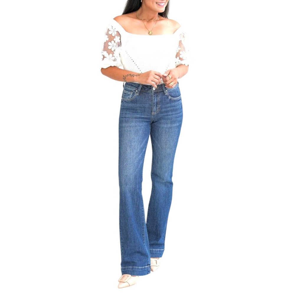 Freckled Poppy x Risen retro high rise waist boot cut flare Jeans Size 13/31 - Picture 9 of 9
